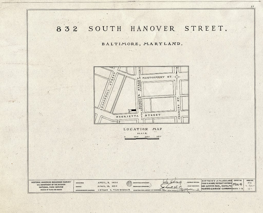 Blueprint HABS MD,4-BALT,15- (Sheet 0 of 2) - 832 South Hanover Street (Store Front), Baltimore, Independent City, MD