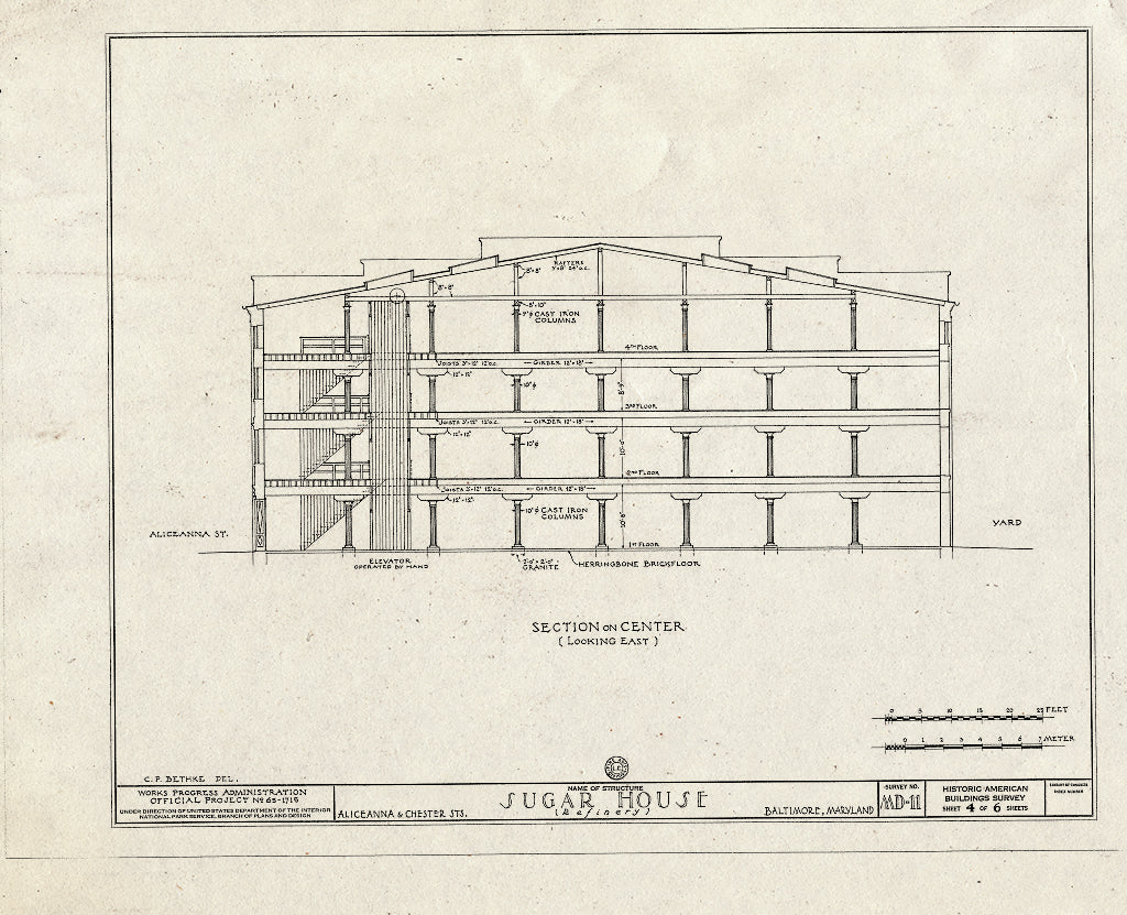 Blueprint HABS MD,4-BALT,17- (Sheet 4 of 6) - Sugar House (Refinery), Aliceanna & Chester Streets, Baltimore, Independent City, MD