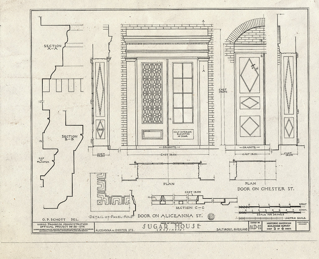 Blueprint HABS MD,4-BALT,17- (Sheet 5 of 6) - Sugar House (Refinery), Aliceanna & Chester Streets, Baltimore, Independent City, MD