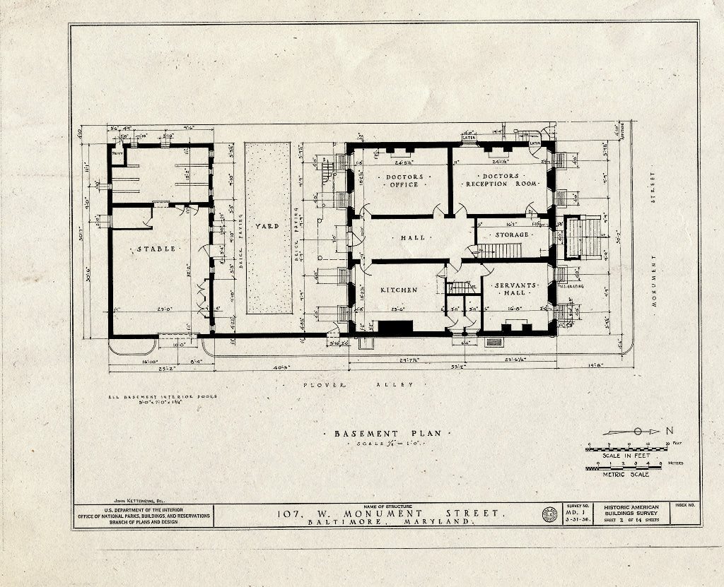Blueprint HABS MD,4-BALT,11- (Sheet 2 of 14) - 107 West Monument Street (House), 107 West Monument Street, Baltimore, Independent City, MD