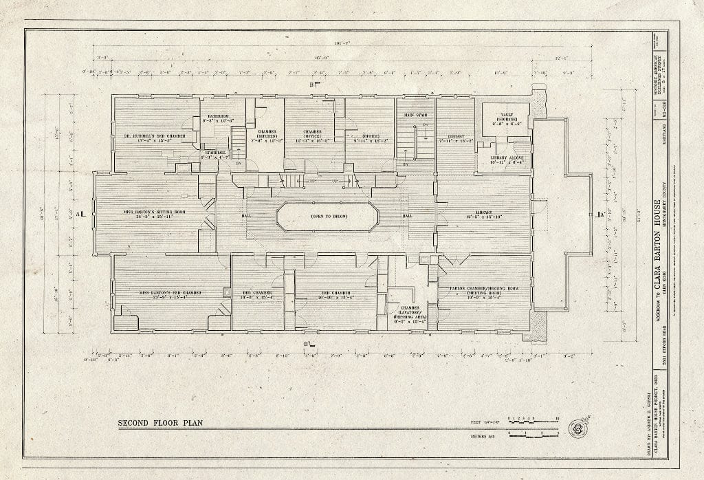 Blueprint HABS MD,16-GLENEC,2- (Sheet 5 of 17) - Clara Barton House, 5801 Oxford Road, George Washington Memorial Parkway, Glen Echo, Montgomery County, MD