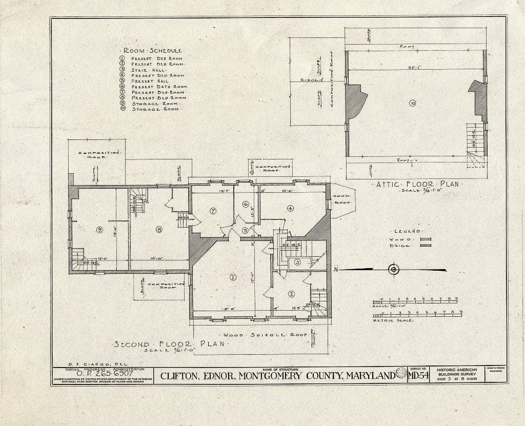 Blueprint HABS MD,16-EDNO,1- (Sheet 3 of 9) - Clifton, 17107 New Hampshire Avenue, Ednor, Montgomery County, MD