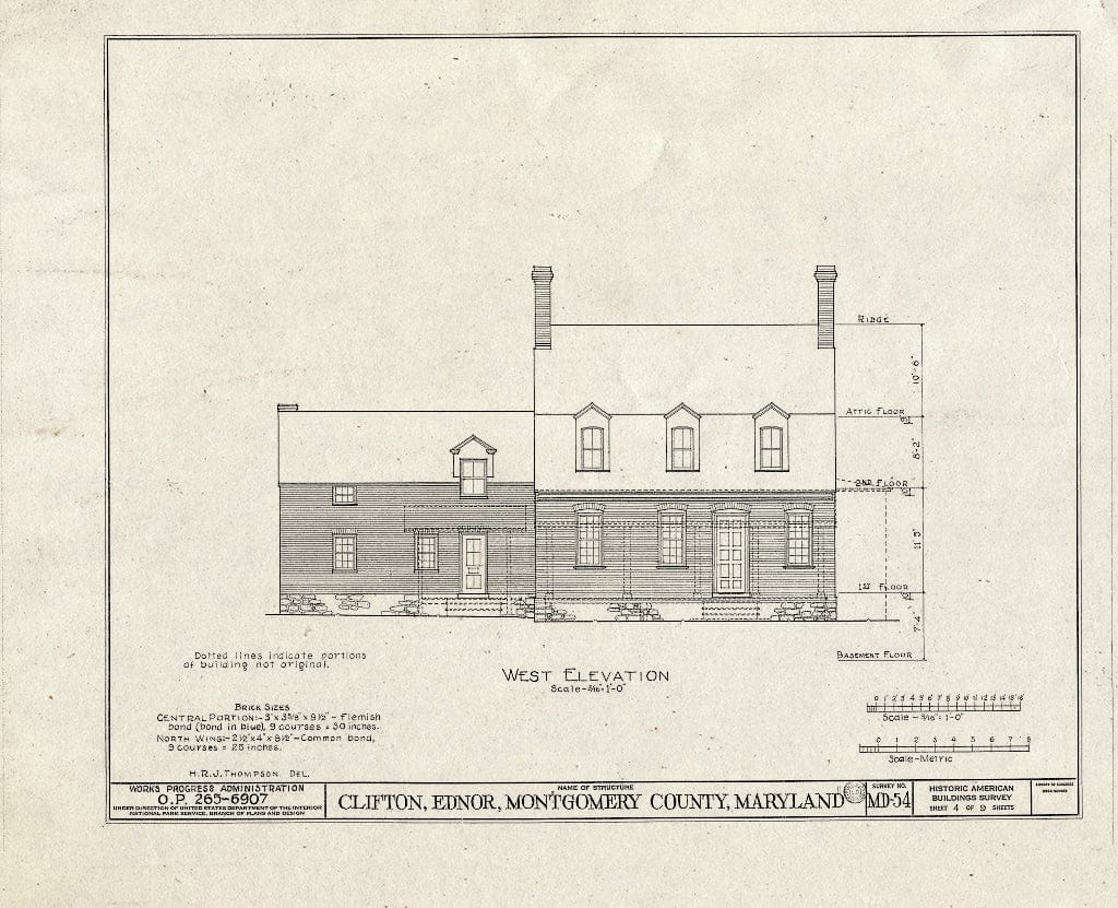 Blueprint HABS MD,16-EDNO,1- (Sheet 4 of 9) - Clifton, 17107 New Hampshire Avenue, Ednor, Montgomery County, MD