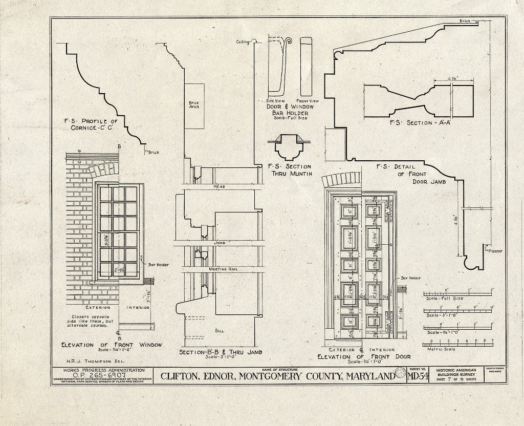 Blueprint HABS MD,16-EDNO,1- (Sheet 7 of 9) - Clifton, 17107 New Hampshire Avenue, Ednor, Montgomery County, MD