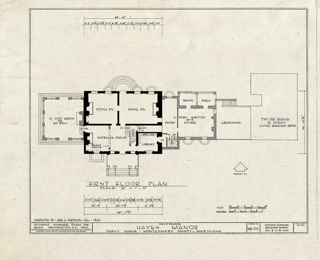 Blueprint HABS MD,16-CHEV,1- (Sheet 3 of 13) - Hayes Manor, 4101 Manor Road, Chevy Chase, Montgomery County, MD