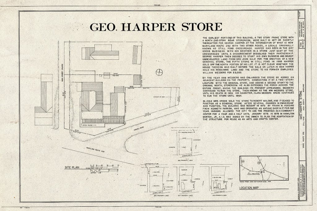 Blueprint HABS MD,15-STIPO,1- (Sheet 1 of 10) - George Harper Store, Maryland Route 292 & Main Street, Still Pond, Kent County, MD