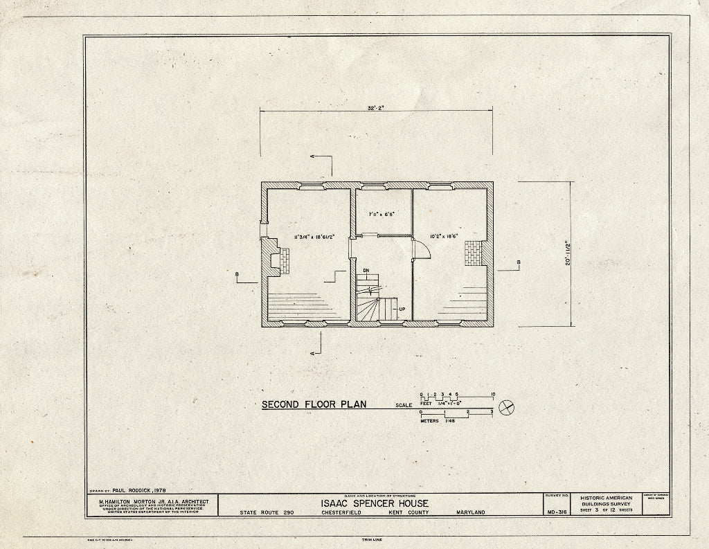 Blueprint HABS MD,15-CHESV,1- (Sheet 3 of 12) - Isaac Spencer House, Morgnec Road (Route 447) & Route 290, Chesterville, Kent County, MD