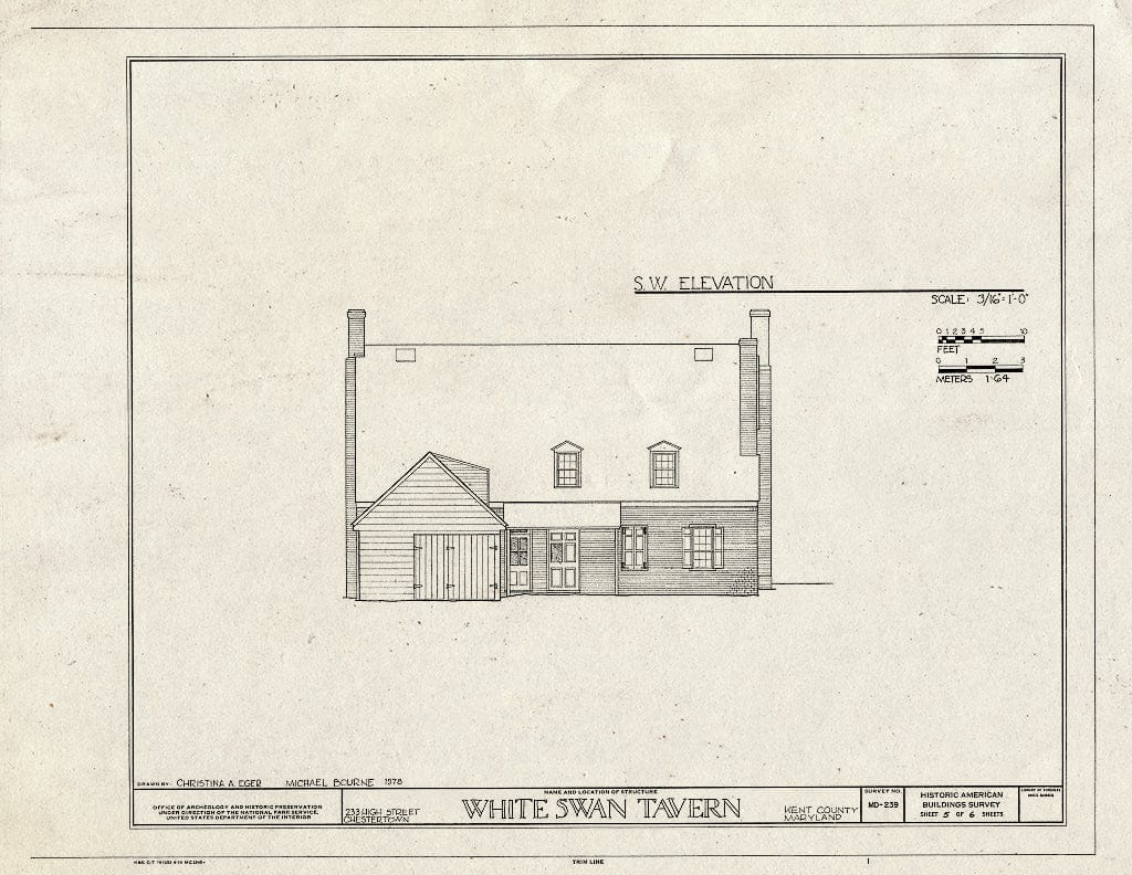 Blueprint HABS MD,15-CHETO,8- (Sheet 5 of 6) - White Swan Tavern, 233 High Street, Chestertown, Kent County, MD