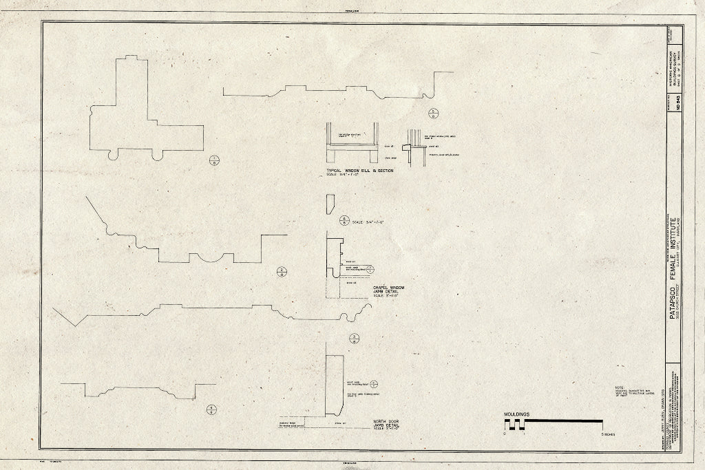 Blueprint Details - Patapsco Female Institute, Church Road, Berg Alnwick, Ellicott City, Howard County, MD