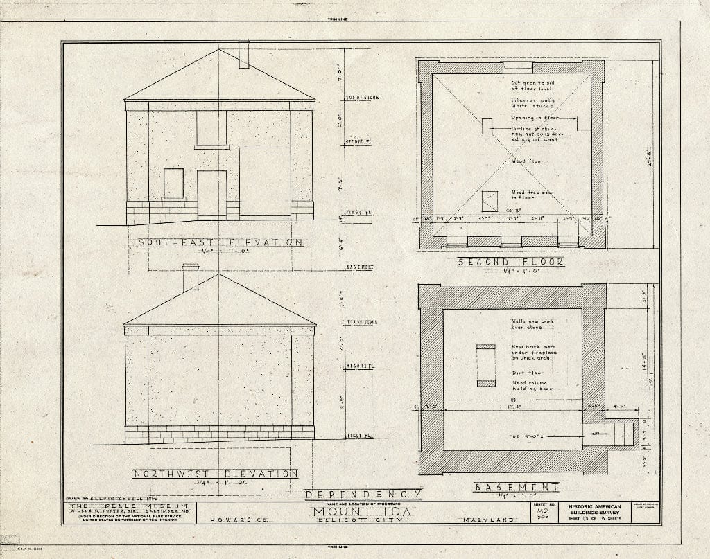 Blueprint HABS MD,14-ELLCI,10- (Sheet 13 of 13) - Mount Ida, 3691 Sarah's Lane, Ellicott City, Howard County, MD