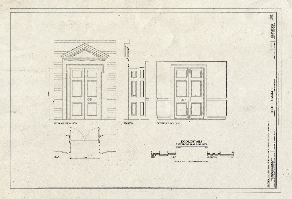 Blueprint HABS MD,11-FRED.V,10- (Sheet 20 of 31) - Rose Hill Manor, 1611 North Market Street, Frederick, Frederick County, MD