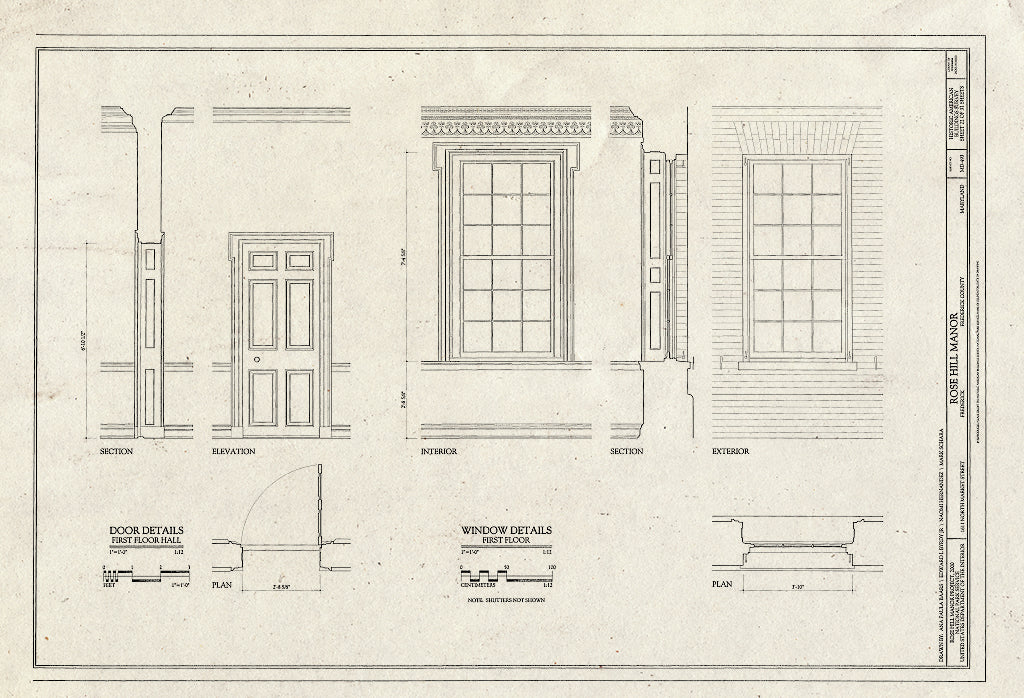 Blueprint HABS MD,11-FRED.V,10- (Sheet 22 of 31) - Rose Hill Manor, 1611 North Market Street, Frederick, Frederick County, MD
