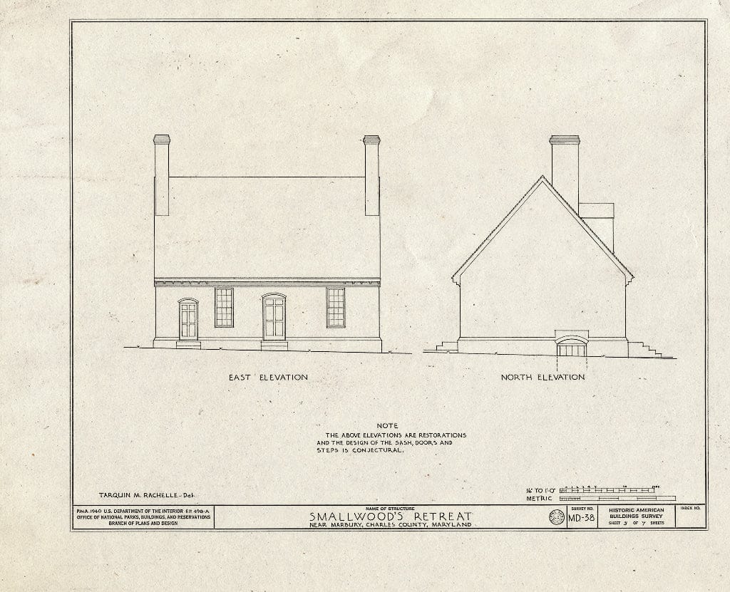Blueprint HABS MD,9-MARB.V,1- (Sheet 5 of 7) - Smallwood's Retreat, State Routes 224 & 484, Marbury, Charles County, MD