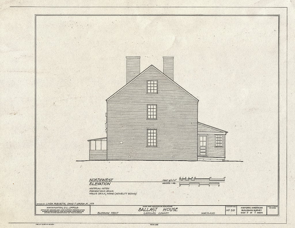 Blueprint Northwest Elevation - Blossom Point Farm, La Plata, Charles County, MD