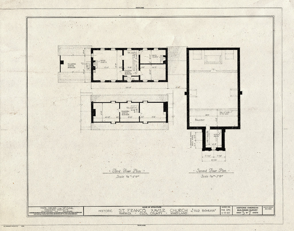 Blueprint HABS MD,8-WAR,1- (Sheet 3 of 7) - St. Francis Xavier Roman Catholic Church, Warwick & Church Roads, Warwick, Cecil County, MD