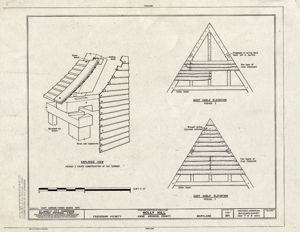 Blueprint HABS MD,2-Fren.V,1- (Sheet 7 of 9) - Holly Hill, Southeast of Friendship Off MD 631, Friendship, Anne Arundel County, MD