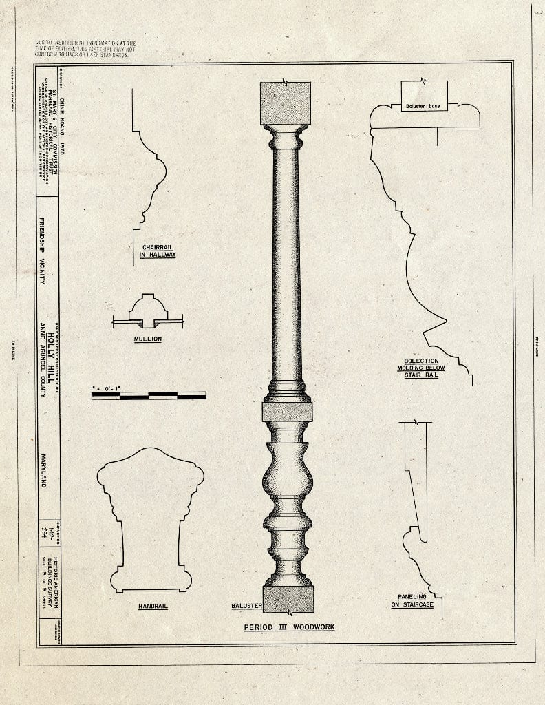 Blueprint HABS MD,2-Fren.V,1- (Sheet 9 of 9) - Holly Hill, Southeast of Friendship Off MD 631, Friendship, Anne Arundel County, MD