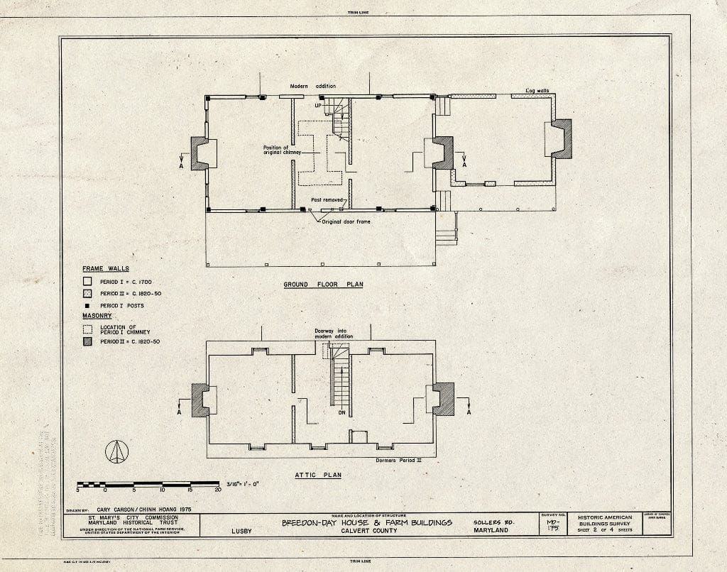 Blueprint HABS MD,5-SOL.V,2- (Sheet 2 of 4) - Day-Breedon House & Farm Buildings, Sollers Road, Lusby, Calvert County, MD