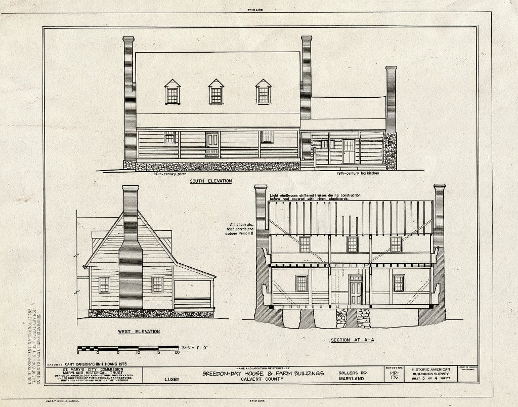 Blueprint HABS MD,5-SOL.V,2- (Sheet 3 of 4) - Day-Breedon House & Farm Buildings, Sollers Road, Lusby, Calvert County, MD