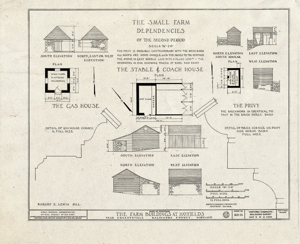 Blueprint HABS MD,3-Cock.V,1- (Sheet 6 of 8) - Hayfields Farm Buildings, Worthington Valley, Cockeysville, Baltimore County, MD