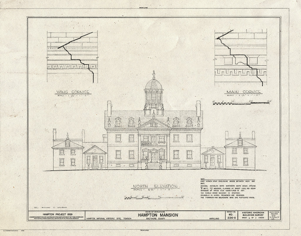 Blueprint HABS MD,3-Tow.V,1A- (Sheet 5 of 7) - Hampton, Mansion, 535 Hampton Lane, Towson, Baltimore County, MD