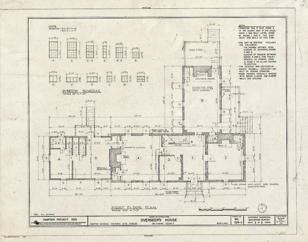 Blueprint HABS MD,3-Tow.V,1N- (Sheet 2 of 3) - Hampton, Overseer's House, 537 1/2 Saint Francis Road, Towson, Baltimore County, MD