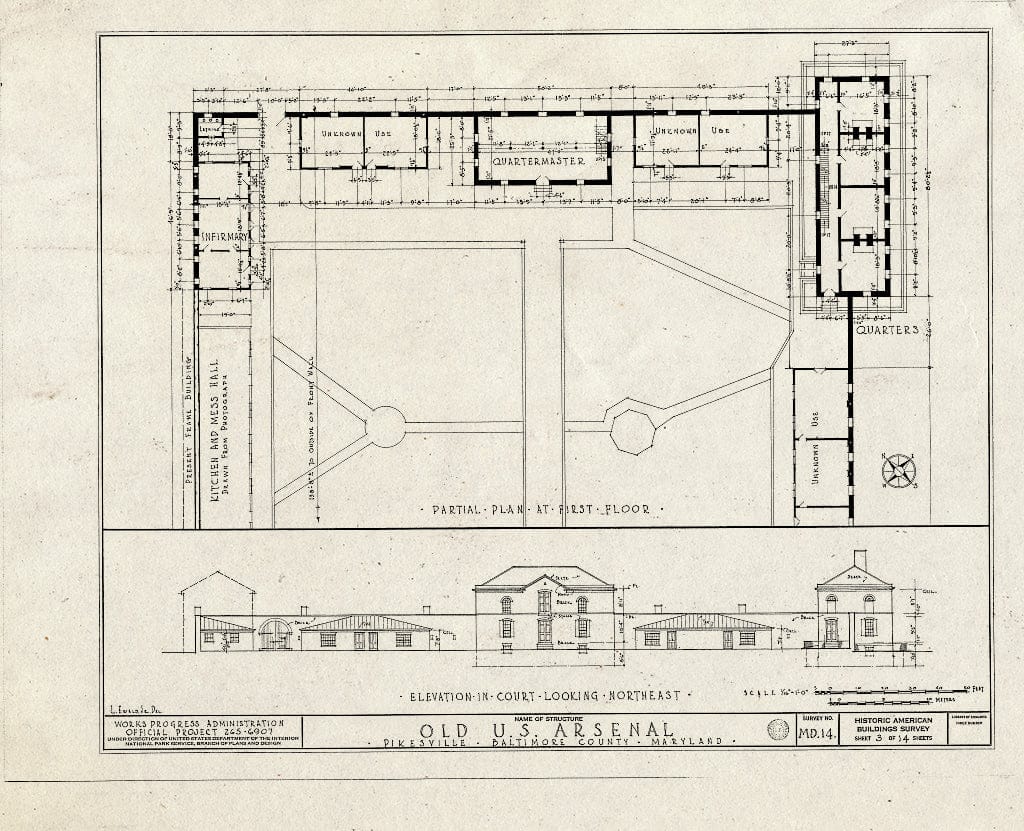 Blueprint HABS MD,3-PIKV,1- (Sheet 3 of 14) - U.S. Arsenal, Reisterstown Road, Pikesville, Baltimore County, MD