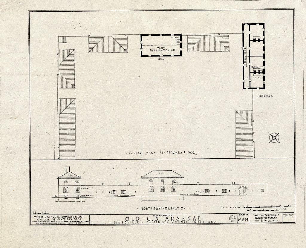 Blueprint HABS MD,3-PIKV,1- (Sheet 5 of 14) - U.S. Arsenal, Reisterstown Road, Pikesville, Baltimore County, MD