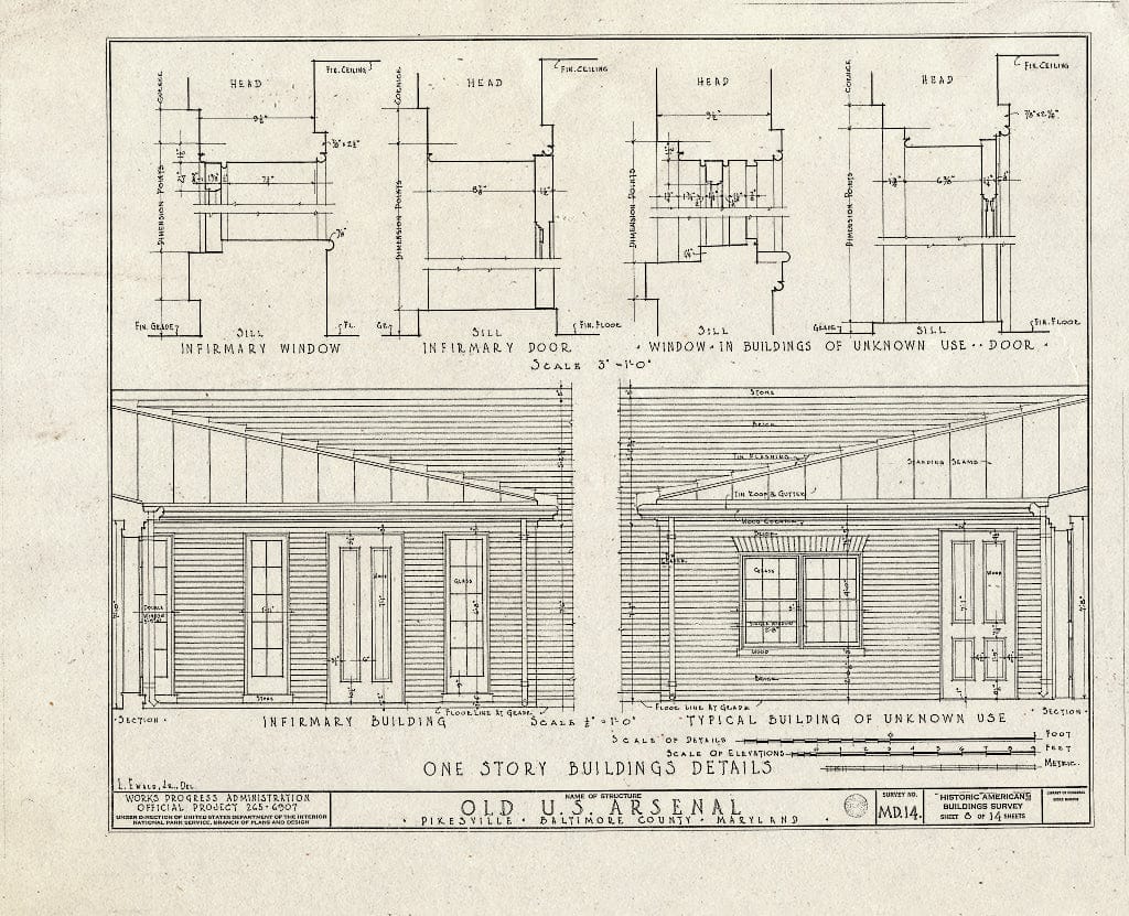Blueprint HABS MD,3-PIKV,1- (Sheet 8 of 14) - U.S. Arsenal, Reisterstown Road, Pikesville, Baltimore County, MD