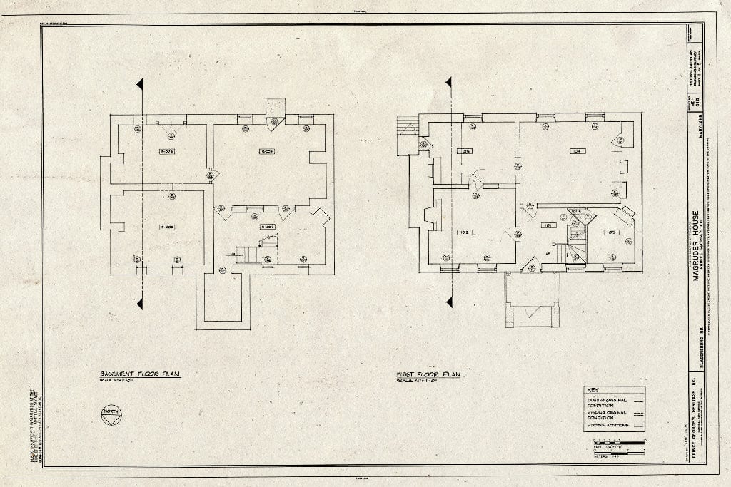 Blueprint HABS MD,17-BLAD,3- (Sheet 1 of 5) - Magruder House, 4703 Annapolis Road (Bladensburg Road), Bladensburg, Prince George's County, MD