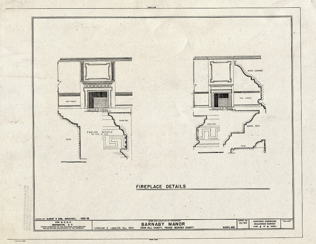 Blueprint HABS MD,17-OXHI.V,2- (Sheet 3 of 4) - Barnaby Manor, Wheeler & Wheeler Hill Roads, Oxon Hill, Prince George's County, MD
