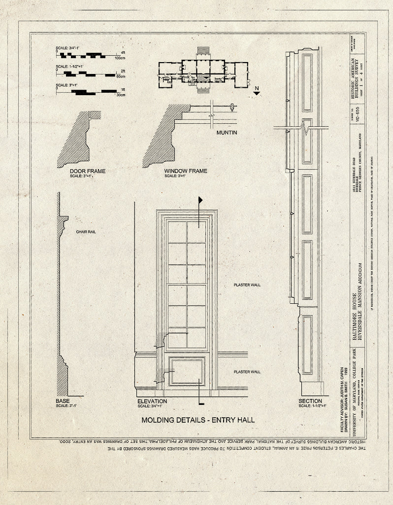 Blueprint HABS MD,17-RIV,1- (Sheet 1 of 4) - Baltimore House, 4811 Riverdale Road, Riverdale Park, Prince George's County, MD
