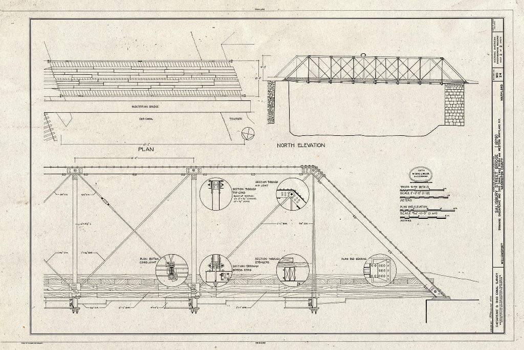 Blueprint HAER MD,22-WILPO,2- (Sheet 2 of 2) - Salisbury Street Bridge, Spanning C&O Canal (Milepost 99.65) & WM Railroad, Williamsport, Washington County, MD
