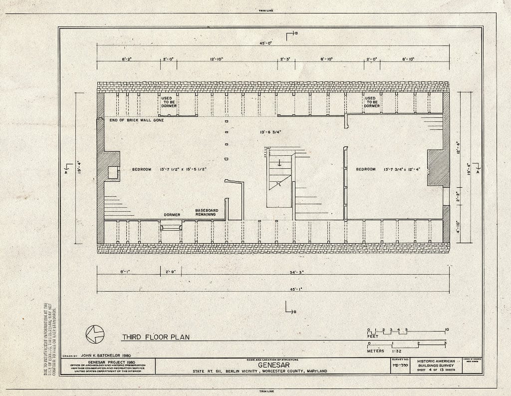Blueprint HABS MD,24-BERL.V,2- (Sheet 4 of 13) - Genesar, State Route 611, Berlin, Worcester County, MD
