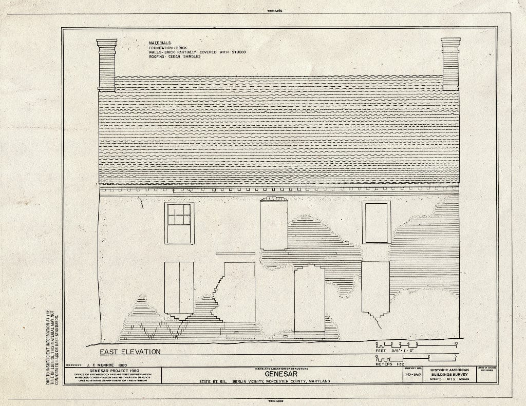 Blueprint HABS MD,24-BERL.V,2- (Sheet 5 of 13) - Genesar, State Route 611, Berlin, Worcester County, MD