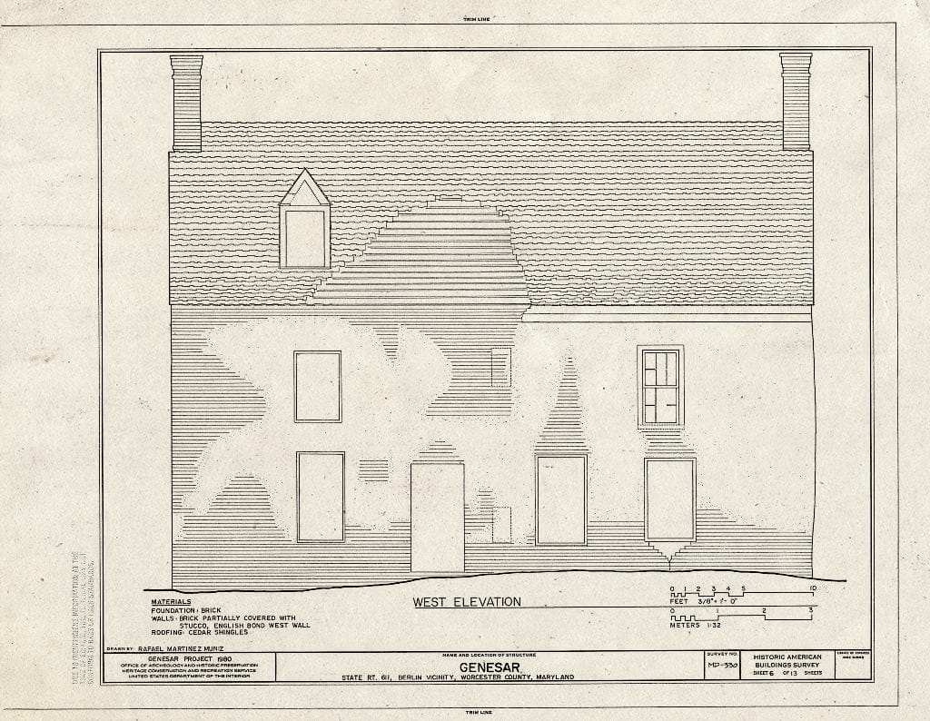 Blueprint HABS MD,24-BERL.V,2- (Sheet 6 of 13) - Genesar, State Route 611, Berlin, Worcester County, MD