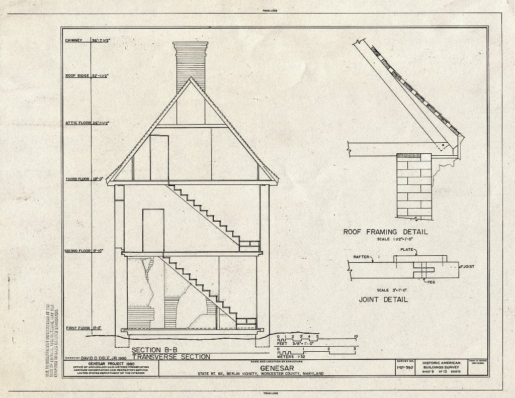 Blueprint HABS MD,24-BERL.V,2- (Sheet 9 of 13) - Genesar, State Route 611, Berlin, Worcester County, MD