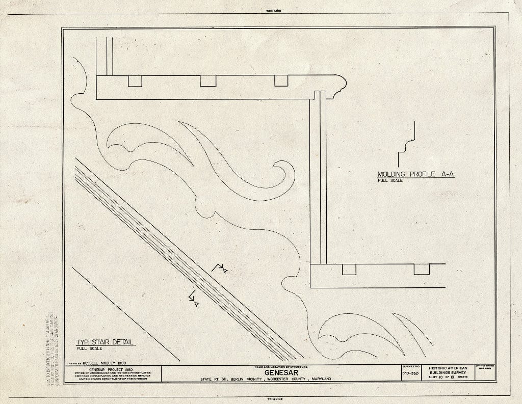 Blueprint HABS MD,24-BERL.V,2- (Sheet 10 of 13) - Genesar, State Route 611, Berlin, Worcester County, MD