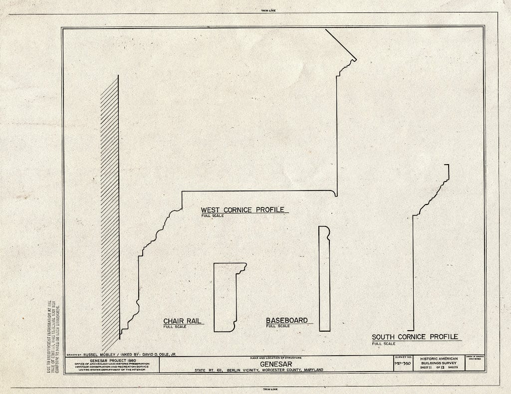 Blueprint HABS MD,24-BERL.V,2- (Sheet 11 of 13) - Genesar, State Route 611, Berlin, Worcester County, MD