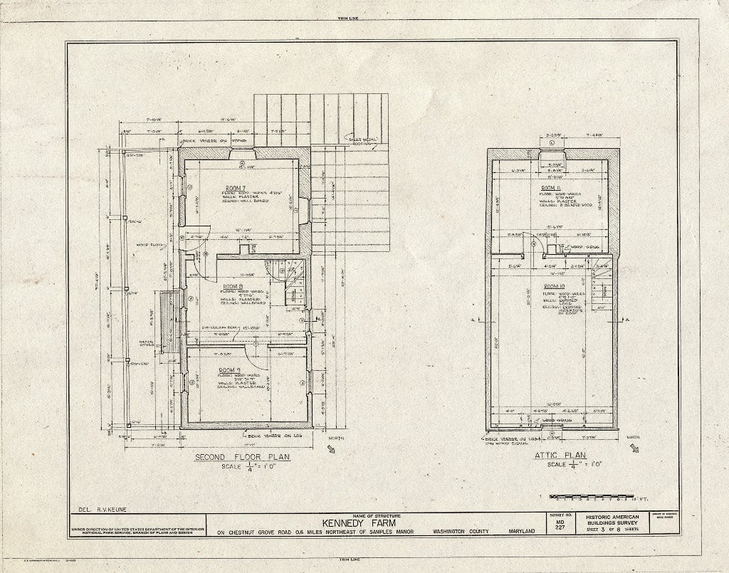 Blueprint HABS MD,22-Saman.V,1- (Sheet 3 of 8) - Kennedy Farm, Chestnut Grove Road, Samples Manor, Washington County, MD
