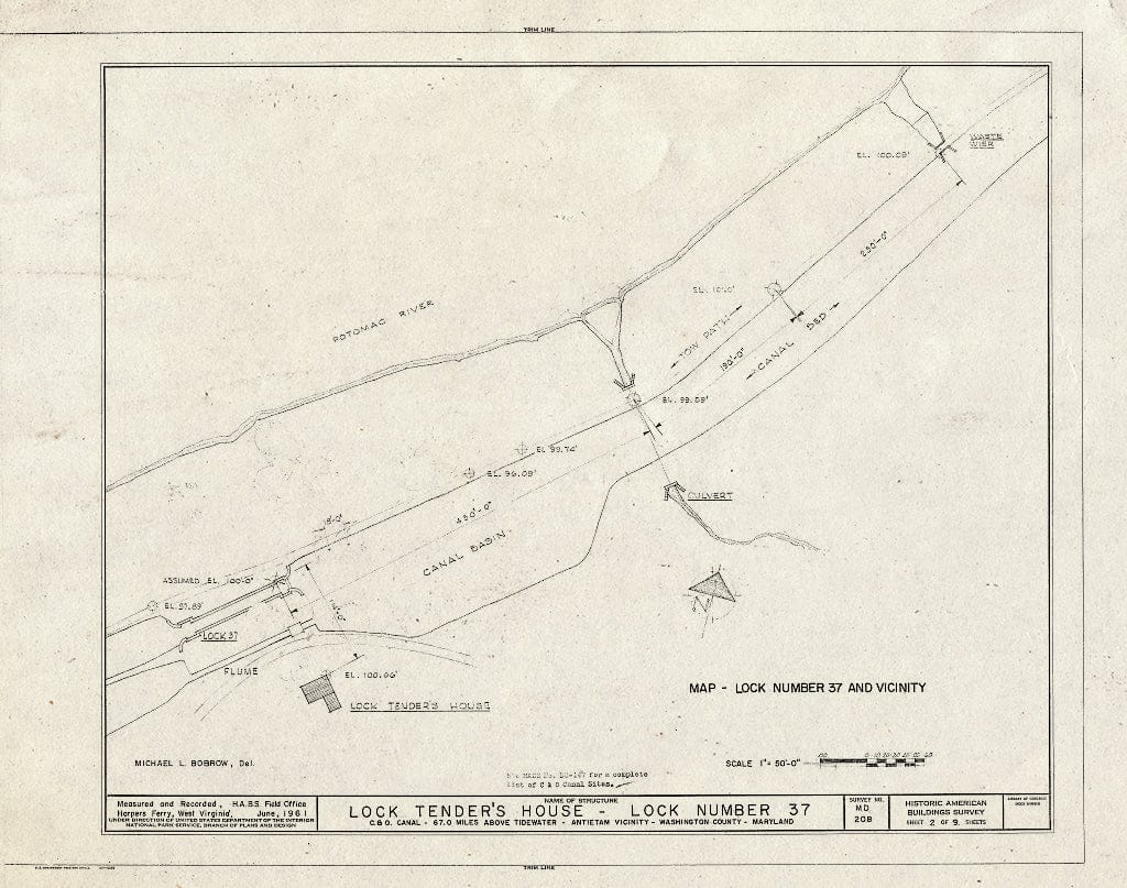Blueprint HABS MD,22-Anti.V,6- (Sheet 2 of 9) - Chesapeake & Ohio Canal, Lock Tender's House, Lock 37, 67.0 Miles Above Tidewater, Antietam, Washington County, MD