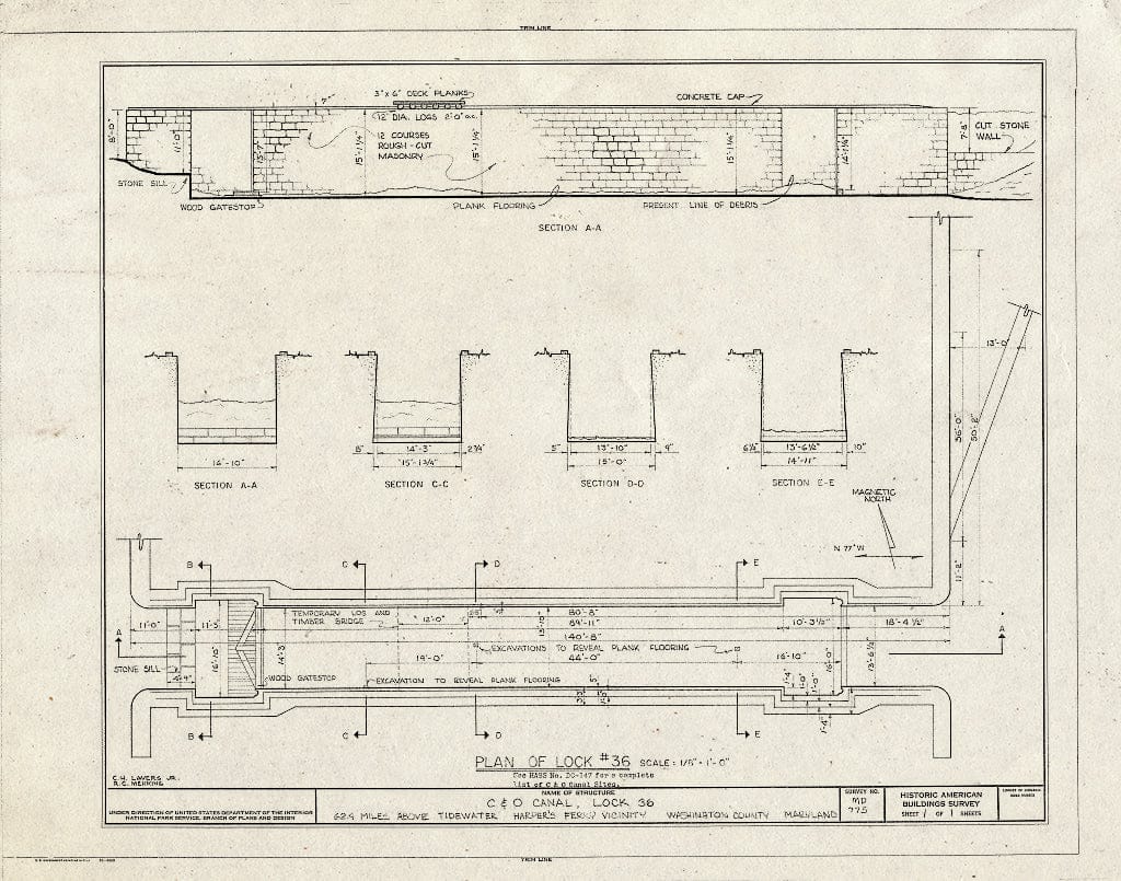 Blueprint HABS MD,22-HARF.V,10- (Sheet 1 of 1) - Chesapeake & Ohio Canal, Lock 36, 62.4 Miles Above Tidewater, Sharpsburg, Washington County, MD