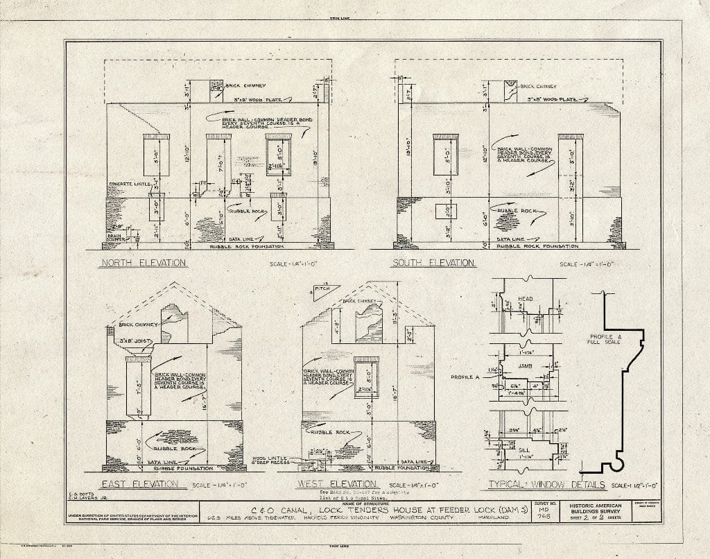 Blueprint HABS MD,22-HARF.V,12- (sheet 2 of 2) - Chesapeake & Ohio Canal, Lockhouse at Feeder Lock (Dam 3), 62.3 miles above tidewater (Dam 3), Sharpsburg, Washington County, MD