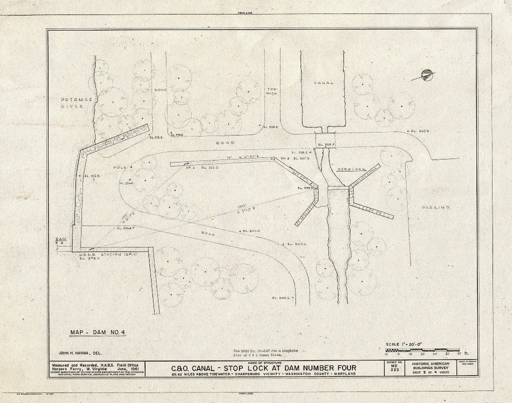 Blueprint HABS MD,22-Sharp.V,7- (Sheet 2 of 4) - Chesapeake & Ohio Canal, Stop Lock at Dam No. 4, 85.62 Miles Above Tidewater, Sharpsburg, Washington County, MD