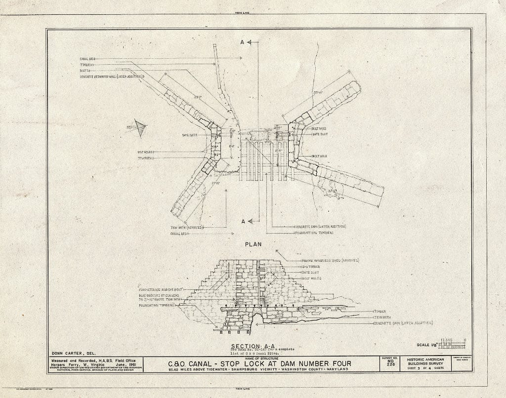 Blueprint HABS MD,22-Sharp.V,7- (Sheet 3 of 4) - Chesapeake & Ohio Canal, Stop Lock at Dam No. 4, 85.62 Miles Above Tidewater, Sharpsburg, Washington County, MD