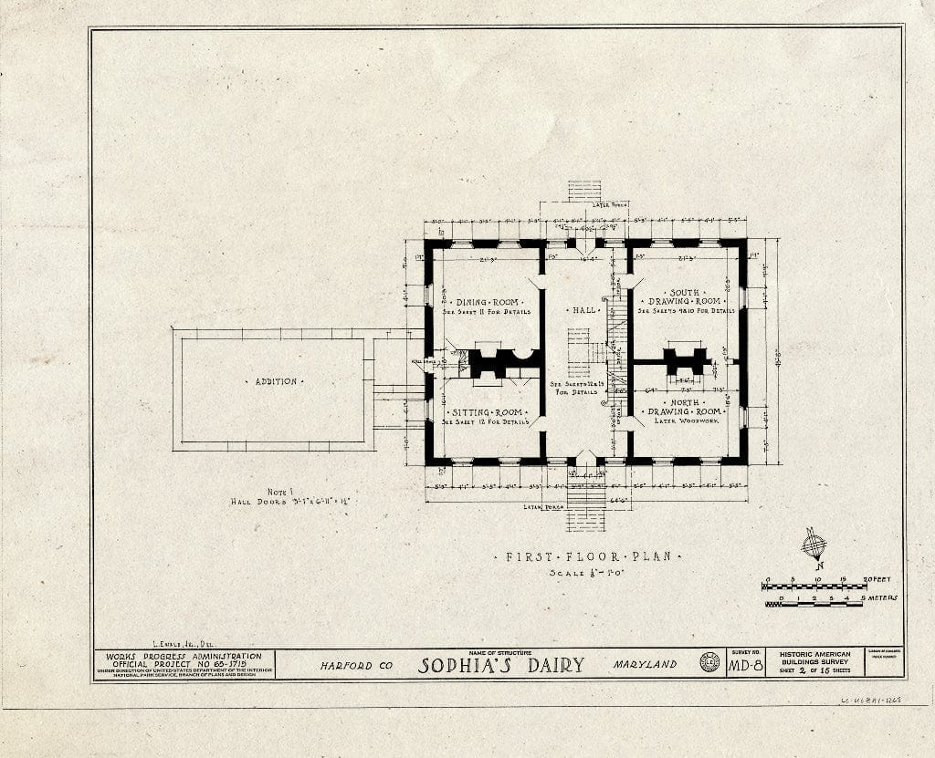 Blueprint HABS MD,BELCA,1- (Sheet 2 of 15) - Sophia's Dairy, Pulaski Highway Vicinity, Belcamp, Harford County, MD