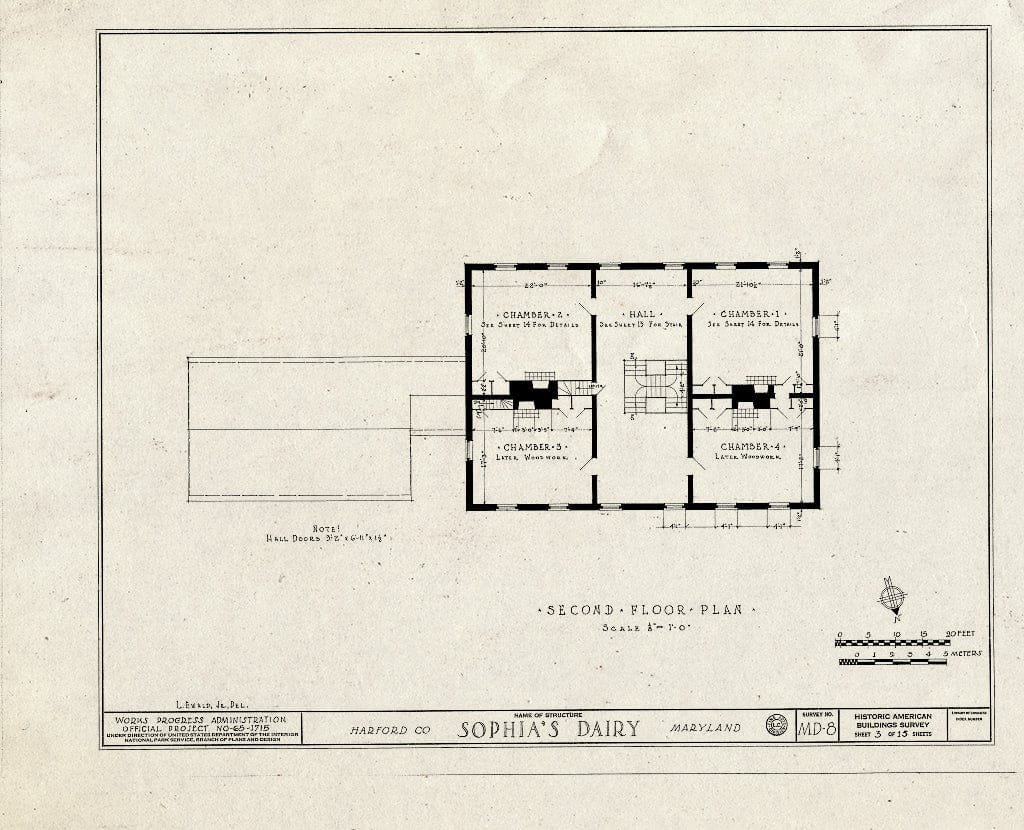 Blueprint HABS MD,BELCA,1- (Sheet 3 of 15) - Sophia's Dairy, Pulaski Highway Vicinity, Belcamp, Harford County, MD