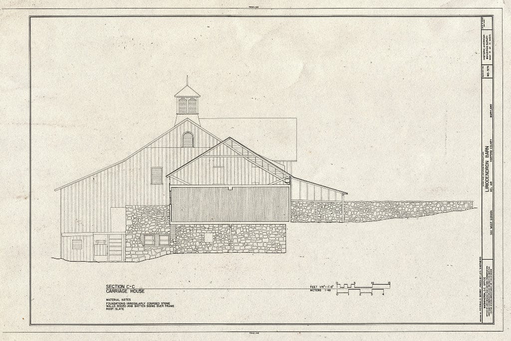 Blueprint HABS MD,13-BELA,3A- (Sheet 11 of 11) - Liriodendron, Barn, 502 West Gordon Street, Bel Air, Harford County, MD