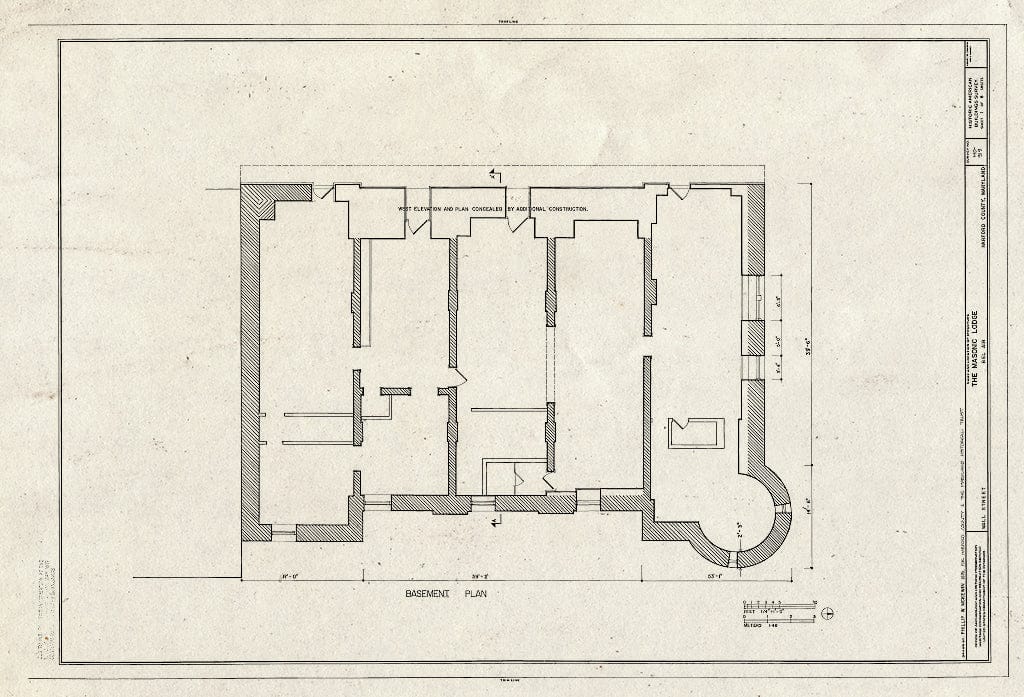 Blueprint HABS MD,13-BELA,4- (Sheet 1 of 8) - Masonic Lodge, Wall Street, Bel Air, Harford County, MD
