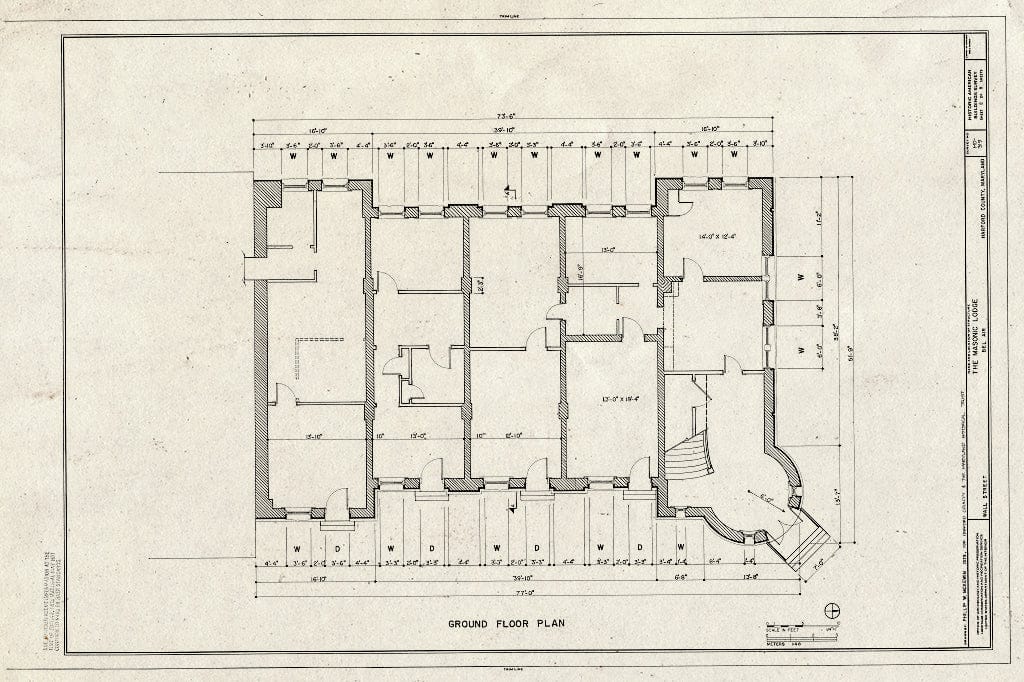 Blueprint HABS MD,13-BELA,4- (Sheet 2 of 8) - Masonic Lodge, Wall Street, Bel Air, Harford County, MD